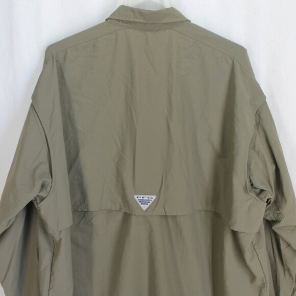 Columbia PFG Shirt Mens Size XL Taupe Long Sleeve Vented Button Front Fishing - Picture 5 of 5